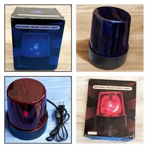 Red & Blue Flashing Police Party Lights Beacon Electric Strobe Light DJ Bundle
